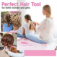 Tsmaddts Hair Styling Tool Set 3 Pcs French Braid Tool Rat Tail Comb And Metal Braiding Pin In Pink