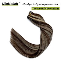 Tape In Hair Extensions 20 Pieces Double Sided Tape Hair Chocolate Brown To Blonde Highlights Balayage Real Human Hair Extension