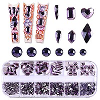 Rodaky Light Purple Nail Rhinestones For Nails 810Pcs Nail Art Crystal Gems Stones Crystal Flatback Rhinestones For Crafts Mixed