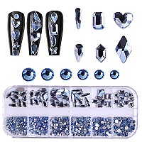 Rodaky Light Blue Nail Rhinestones For Nails 810Pcs Nail Art Crystal Gems Stones Blue Crystal Flatback Rhinestones For Crafts Mi