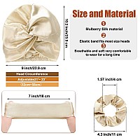 Geyoga 6 Pcs Reusable Large Silk Bonnet Hair Wrap For Sleeping Natural Silk Scrunchy Soft Scrunchies Silk Ponytail Holder For