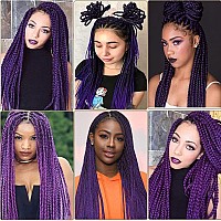 Aqinbel Braiding Hair 26 Inches 8 Bundles Purple Braiding Hair Pre Stretched Itch Free Synthetic Fiber Crochet Twist Braids Yak