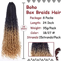 Beverlee 24 Inch 8 Packs Boho Box Braids Goddess Box Braids Crochet Hair Bohemian Hippie Braids Braiding Hair Box Braids With Cu