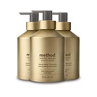 Method Gel Hand Soap, Hyacinth + Ylang Ylang, Reusable Gold Aluminum Bottle, Biodegradable Formula, 12 oz (Pack of 3)