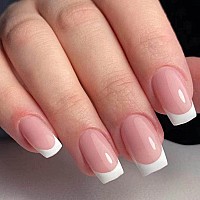 Foccna French Fakefalse Nails Tips Pink Womens Square Press On Nails Daily Wear Artificail Nails For Nail Art Manicure Decorat