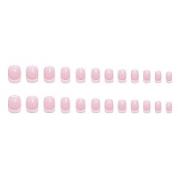 Foccna French Fakefalse Nails Tips Pink Womens Square Press On Nails Daily Wear Artificail Nails For Nail Art Manicure Decorat