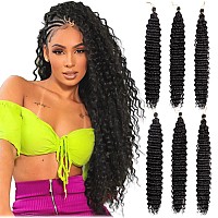 Batisi Ocean Wave Crochet Hair Black Wavy Braiding Hair 30 Inch Curly Braiding Hair 6 Packs 1B Long Deep Wave Curly Crochet Hai