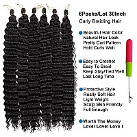 Batisi Ocean Wave Crochet Hair Black Wavy Braiding Hair 30 Inch Curly Braiding Hair 6 Packs 1B Long Deep Wave Curly Crochet Hai