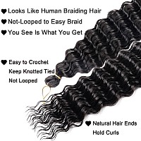 Batisi Ocean Wave Crochet Hair Black Wavy Braiding Hair 30 Inch Curly Braiding Hair 6 Packs 1B Long Deep Wave Curly Crochet Hai