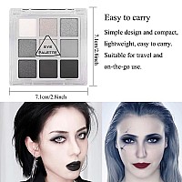 Yeweian Black Smokey Eyeshadow Palette Eye Black Makeup 9 Colors Black Silver Gray White Eyeshadow Makeup Palette Waterproof