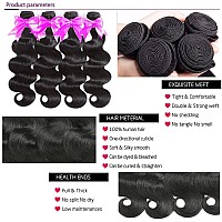 Aelinsi 12A Brazilian Virgin Hair Body Wave Human Hair 4 Bundles 16 18 20 22 Inches 100 Unprocessed Human Hair Bundles Body Wav