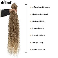 D But 30 Inch Synthetic Hair Bundles Water Wave 6 Bundles With Closure High Temperature Weaving Hair Extensions 290G For Full H