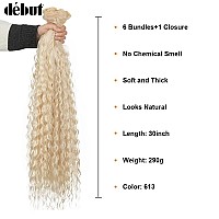 Dbut 30 Inch Synthetic Hair Bundles Water Wave 6 Bundles With Closure High Temperature Weaving Hair Extensions 290G For Full H