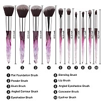 10Pcs Professional Make Up Brush Soft Bristles Deep Purple Hair Makeup Brushes Eyeliner Eyebrow Lip Contour Blending Brush Set