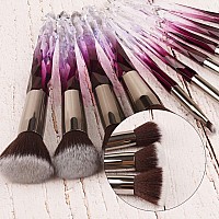 10Pcs Professional Make Up Brush Soft Bristles Deep Purple Hair Makeup Brushes Eyeliner Eyebrow Lip Contour Blending Brush Set