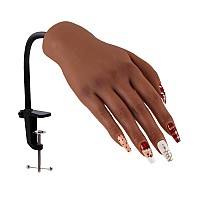 Nail Pratice Training Hand For Acrylic Nails With Stand Bracket Soft Silicone Maniquin Hand Flexible Bendable Nail Practice Fak