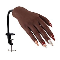 Nail Pratice Training Hand For Acrylic Nails With Stand Bracket Soft Silicone Maniquin Hand Flexible Bendable Nail Practice Fak