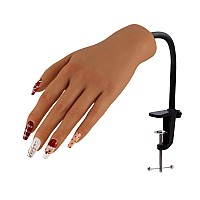 Nail Pratice Training Hand For Acrylic Nails With Stand Bracketsoft Silicone Maniquin Hand Flexible Bendable Nail Practice Fak