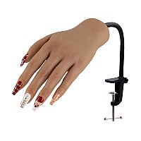 Nail Pratice Training Hand For Acrylic Nails With Stand Bracketsoft Silicone Maniquin Hand Flexible Bendable Nail Practice Fak