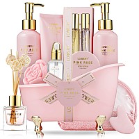 Gifts From Son Pink Rose Relaxing Spa Gift Box Basket For Her With Perfume Birthday Gifts For Women Self Care Gift Boxes For W