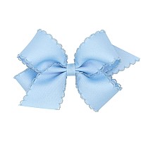 Wee Ones Girls Classic Grosgrain Moonstitch Edge Hair Bow On A Weestay Hair Clip Medium Millennium Blue