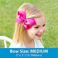 Wee Ones Girls Classic Grosgrain Moonstitch Edge Hair Bow On A Weestay Hair Clip Medium Millennium Blue