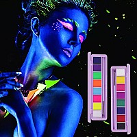 Meicoly 8 Colors Water Activated Eyeliner Palette Neon Face Paint Colored Retro Hydra Linermatte Eyeliner Uv Blacklight Hallow