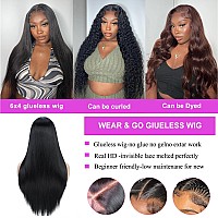 Ice Pear Wear And Go Glueless Wigs Human Hair Pre Plucked Pre Cut For Beginners 6X4 Straight Lace Closure Wigs Human Hair 180 D