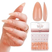 Allkem Soft Gel Nail Tips Medium Short Almond Nail Extensions Kit 12 Sizes Short Full Cover Nails Neutrals Bold 504 Pie