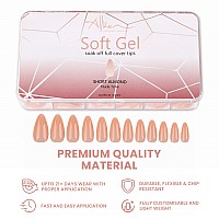 Allkem Soft Gel Nail Tips Medium Short Almond Nail Extensions Kit 12 Sizes Short Full Cover Nails Neutrals Bold 504 Pie