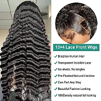 Ferzzon 26 Inch Lace Front Wigs Human Hair Deep Wave 13X4 Human Hair Wigs For Women 180 Density Glueless Lace Frontal Wigs Brazi