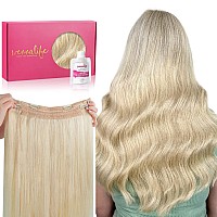 Wennalife Wire Hair Extensions Increase 50 Lifespan Real Human Hair 12 Inch 70G Bleach Blonde Remy Wire Hair Extensions Invis