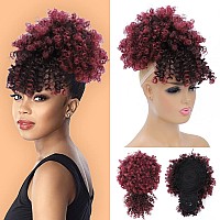 Drawstring Ponytail With Bangs Afro Puff Ponytail Extension For Black Women Short Red Curly Drawstring Ponytail With Bangs Clip