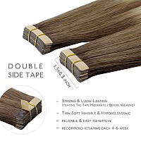 Wennalife Tape In Hair Extensions Human Hair 20Pcs 50G 16 Inch Sandy Brown To Platinum Blonde Remy Hair Extensions Straight Hum