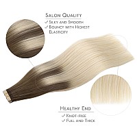 Wennalife Tape In Hair Extensions Human Hair 20Pcs 50G 16 Inch Sandy Brown To Platinum Blonde Remy Hair Extensions Straight Hum