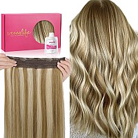 Wennalife Wire Hair Extensions Increase 50 Lifespan Real Human Hair 12 Inch 70G Ash Brown Highlighted Golden Blonde Remy Wire