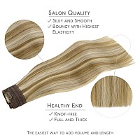 Wennalife Wire Hair Extensions Increase 50 Lifespan Real Human Hair 12 Inch 70G Ash Brown Highlighted Golden Blonde Remy Wire