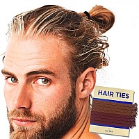 Havhaf Knotted Mens Hair Ties For Men 8Pcs Thin Cognac No Damage Crease Breakage Man Bun Hair Tie Men With Long Hair For Cu