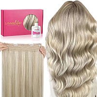 Wennalife Wire Hair Extensions Increase 50 Lifespan Real Human Hair 14 Inch 75G Ash Blonde Highlighted Platinum Blonde Remy H