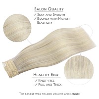 Wennalife Wire Hair Extensions Increase 50 Lifespan Real Human Hair 14 Inch 75G Ash Blonde Highlighted Platinum Blonde Remy H