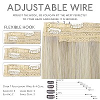 Wennalife Wire Hair Extensions Increase 50 Lifespan Real Human Hair 14 Inch 75G Ash Blonde Highlighted Platinum Blonde Remy H