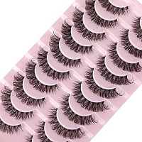 wiwoseo Eyelashes Clear Band Natural Wispy Fluffy Lashes Natural Look Russian Strip Lashes 3D Effect 16MM Cat Eye Lashes that Look Like Extensions False Lashes 10 Pairs Pack