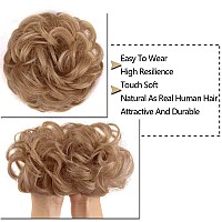 Morica 1Pcs Messy Hair Bun Hair Scrunchies Extension Curly Wavy Messy Synthetic Chignon For Women 24Natural Blonde