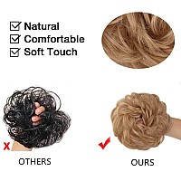 Morica 1Pcs Messy Hair Bun Hair Scrunchies Extension Curly Wavy Messy Synthetic Chignon For Women 24Natural Blonde