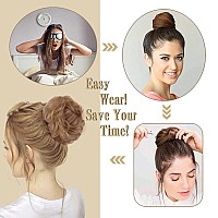 Morica 1Pcs Messy Hair Bun Hair Scrunchies Extension Curly Wavy Messy Synthetic Chignon For Women 24Natural Blonde