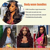 Body Wave Bundles With Frontal 14 16 1812 Free Part 100 Unprocessed Human Hair Brazilian Virgin Human Hair Weave And Ear To