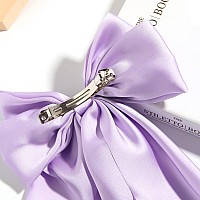 Susulu Blue Hair Bow Clips For Women Lilac Big Bows Metal Clips French Barrette With Long Tail Satin Ribbon Hairpin Lady Barrett