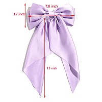 Susulu Blue Hair Bow Clips For Women Lilac Big Bows Metal Clips French Barrette With Long Tail Satin Ribbon Hairpin Lady Barrett