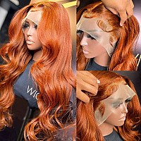 13X4 Orange Ginger Lace Front Wigs Human Hair Pre Plucked Body Wave Wig Brazilian Colored Human Hair Wigs For Black Women 180 D