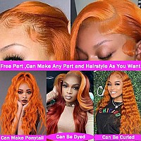 13X4 Orange Ginger Lace Front Wigs Human Hair Pre Plucked Body Wave Wig Brazilian Colored Human Hair Wigs For Black Women 180 D